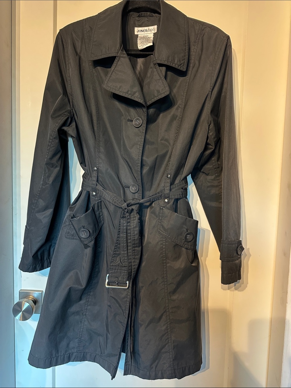 Jones & Co Black Trench rain Coat with Belt